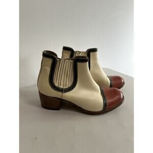 MOMA Ankle Boots Bootie Leather Italy Size 36 Brown Black Ivory‎ Steampunk US 6